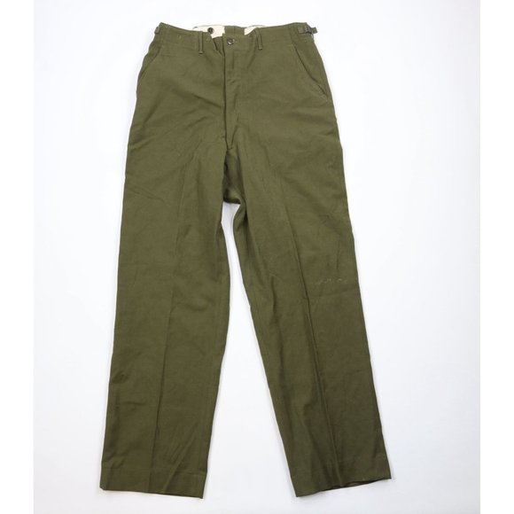 Vintage 50s Korean War Mens Medium Wool M1951 Field Pants Trousers Green USA